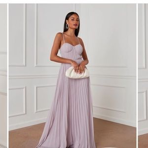 Pleated maxi dress grey large